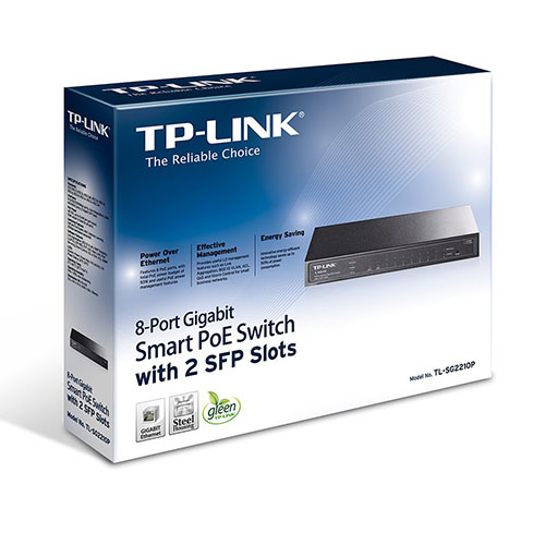 TP-Link JetStream 8-Port Gigabit Smart PoE Switch with 2 SFP Slots - T1500G-10PS (TL-SG2210P)